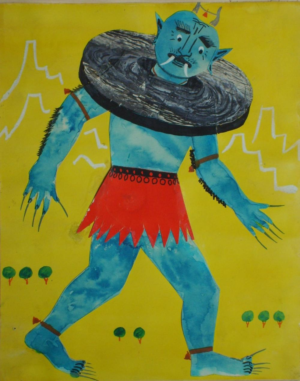 "Cırtdan" nağılına çəkilmiş illüstrasiya <br> © Rəssam Rasim Babayev, 1964