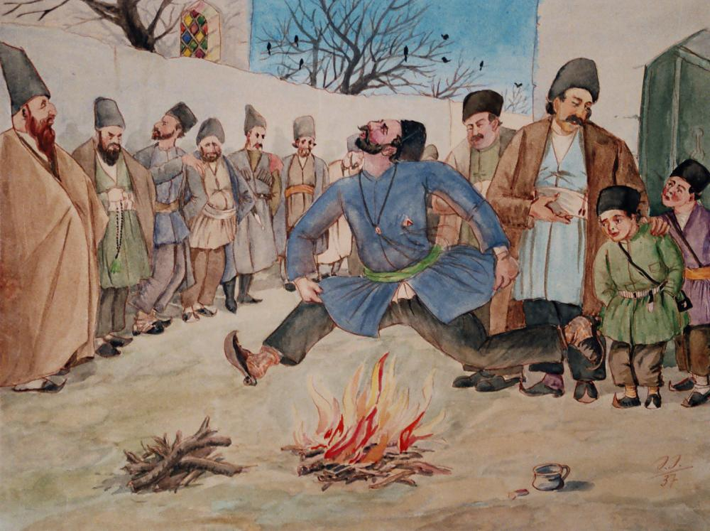 Tonqal üstündən tullanma<br> © Əzim Əzimzadə/Azərbaycan Milli İncəsənət Muzeyi, 1937