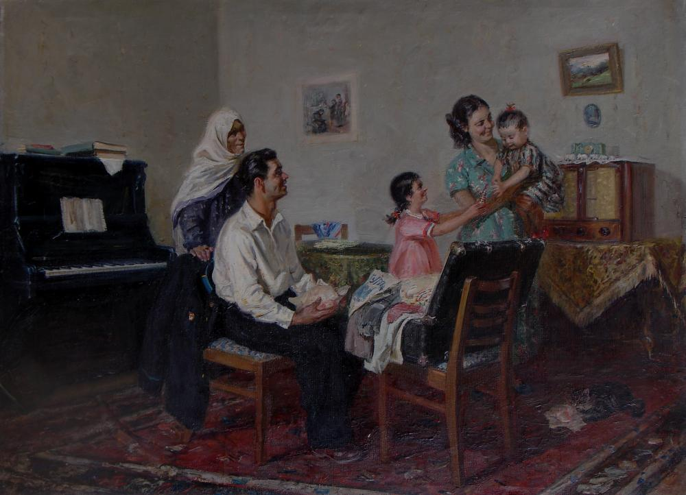 Moskvadan hədiyyə<br> © Hafiz Məmmədov/Azərbaycan Milli İncəsənət Muzeyi, 1954